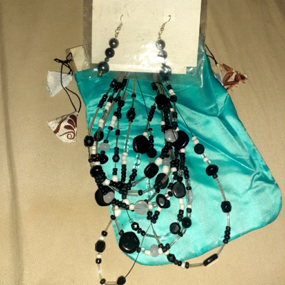 Black Beaded Costume Jewerly